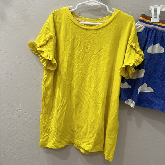 Mini Boden Yellow Ruffle Sleeve Shirt & Cloud Skort Outfit - Picture 2 of 10